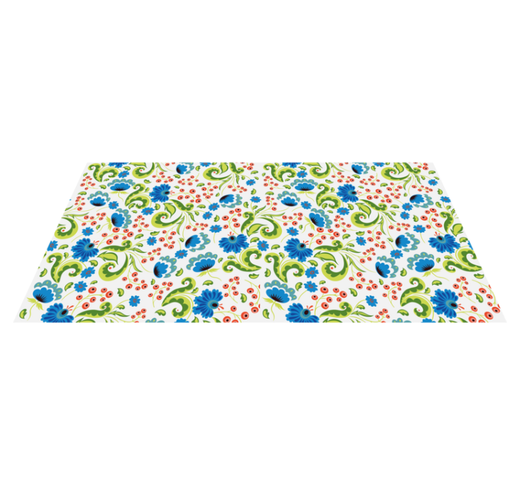 Tapis vinyle fleurs et plantes vertes et bleues - TenStickers