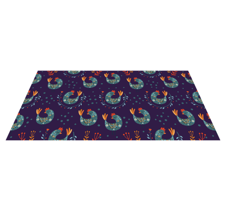 Tapis vinyle fleurs et plantes poules violettes et fleurs - TenStickers