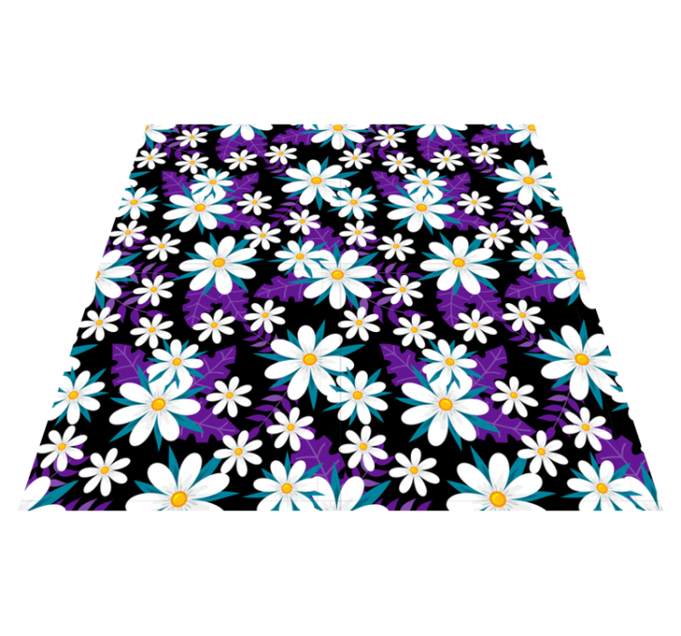 Tapis vinyle fleurs et plantes sur fond noir - TenStickers