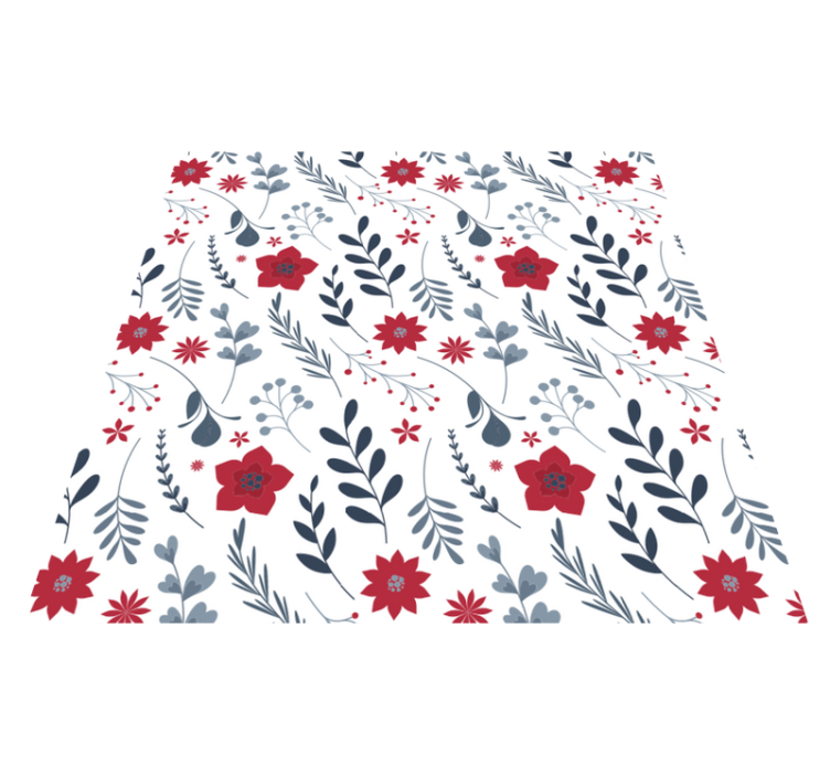 Tapis vinyle fleurs et plantes motif floral rouge et blanc - TenStickers