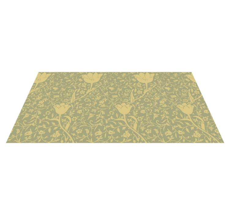 Tapis vinyle fleurs et plantes style or et vert - TenStickers