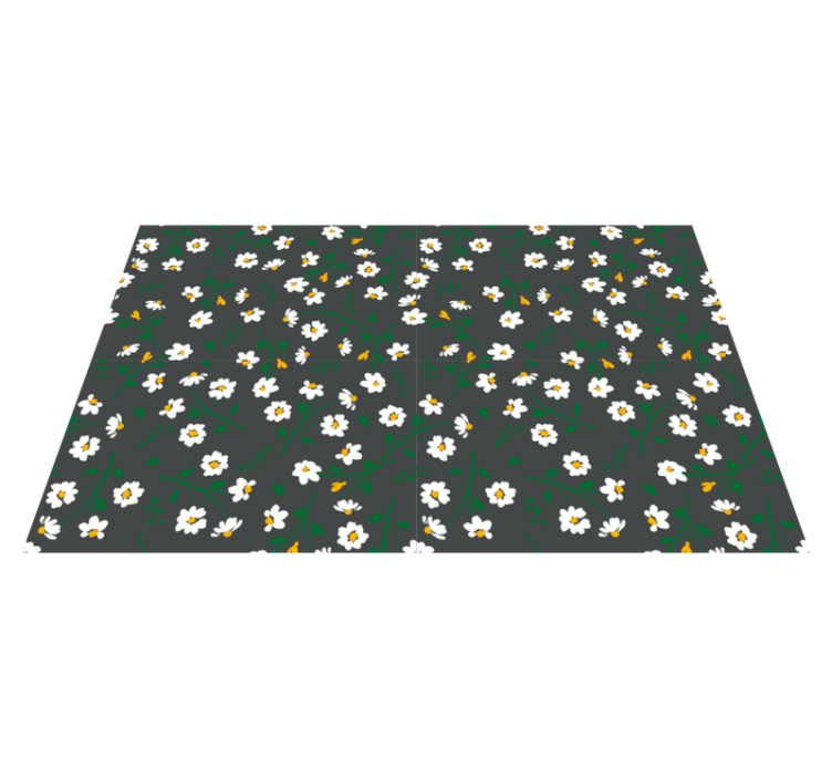 Tapis vinyle fleurs et plantes fleur marguerite fond gris - TenStickers