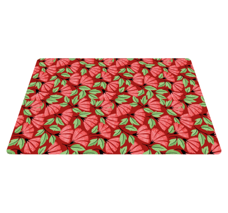 Tapis vinyle fleurs et plantes motif rouge vintage - TenStickers