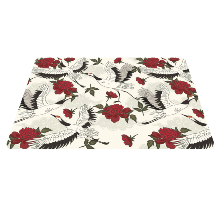 Tapis vinyle fleurs et plantes motifs oiseaux apaisants - TenStickers