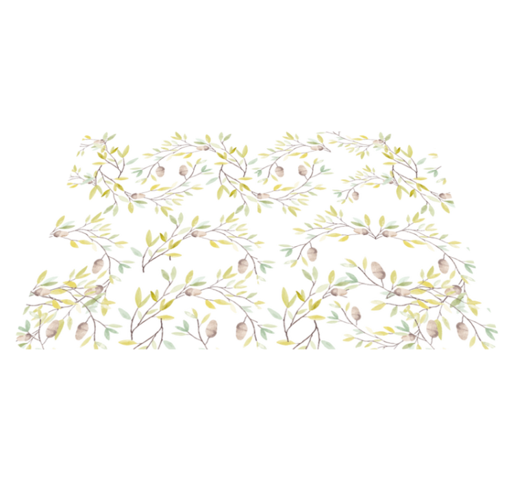 Tapis vinyle fleurs et plantes motif feuilles aquarelle - TenStickers