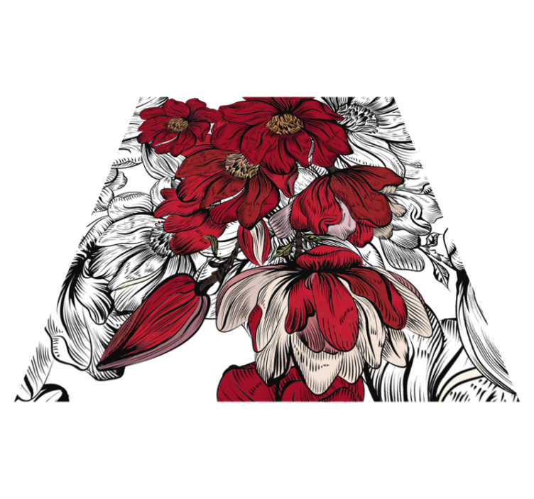 Tapis vinyle salle a manger fleurs rouges et blanches - TenStickers
