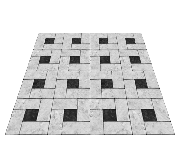 Tapis vinyle salle a manger carreaux pierre grise - TenStickers