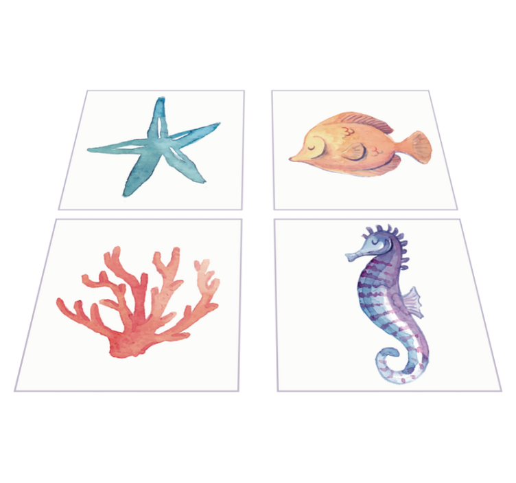 Tapis vinyle salle de bain animaux marins - TenStickers