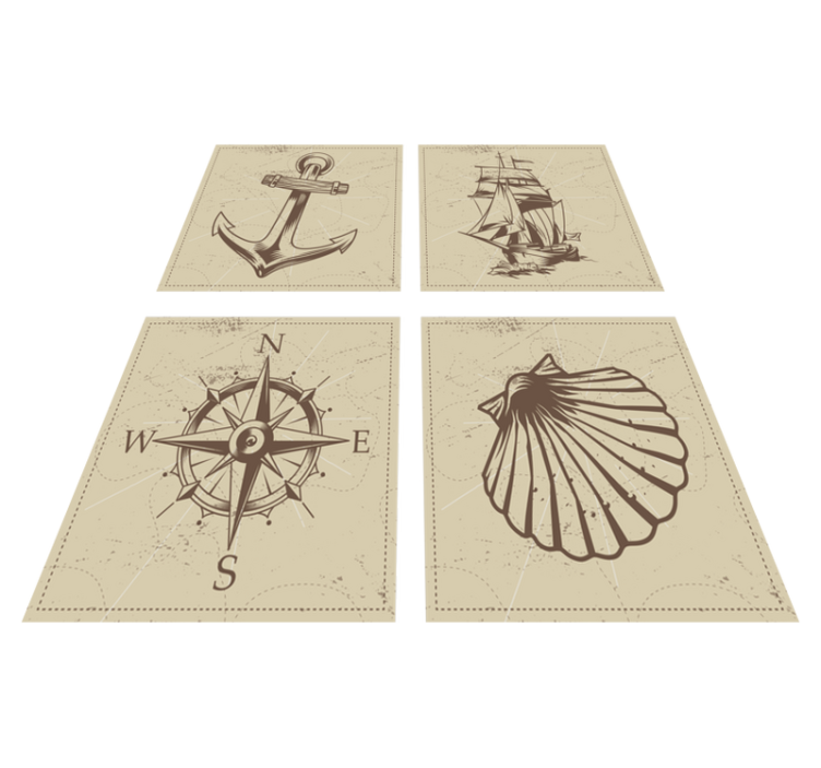 Tapis vinyle salle de bain motifs objets marins - TenStickers