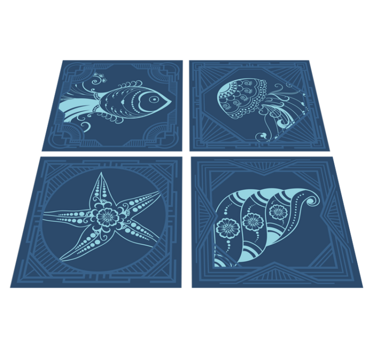 Tapis vinyle salle de bain motifs marins ornés - TenStickers