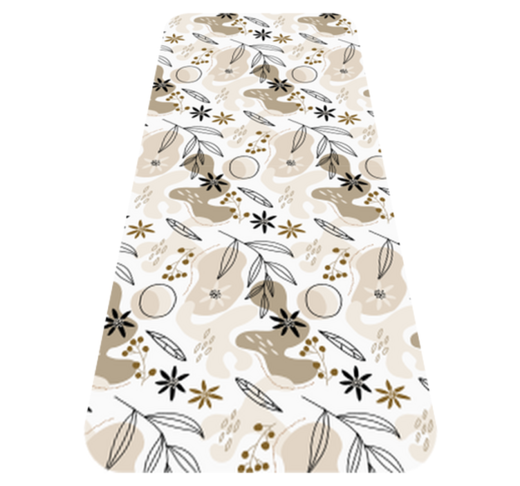 Tapis vinyle fleurs et plantes motif feuilles rose et beige - TenStickers