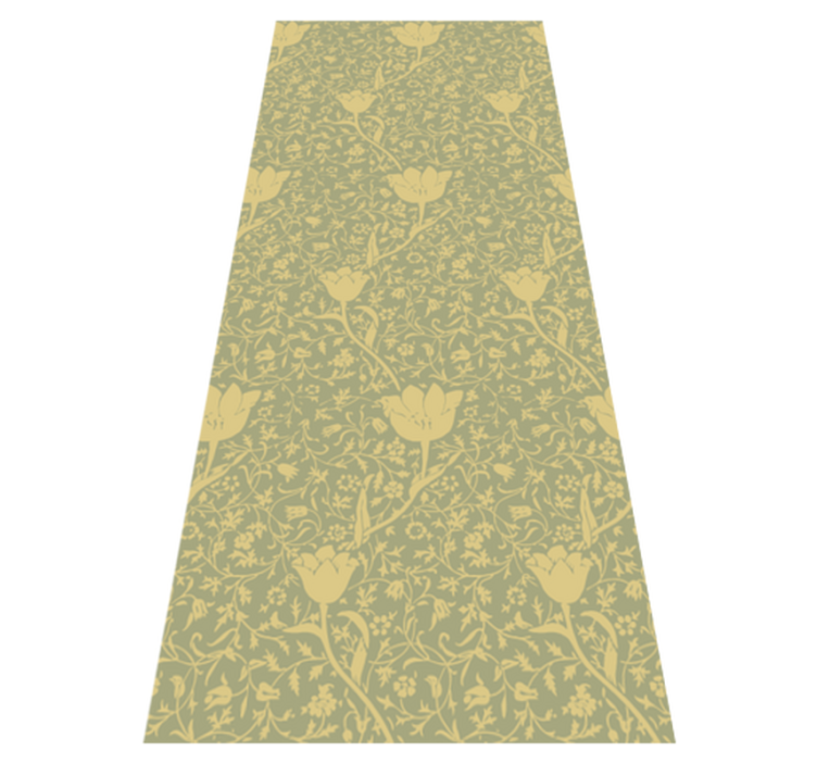 Tapis vinyle fleurs et plantes motif floral doré et vert - TenStickers