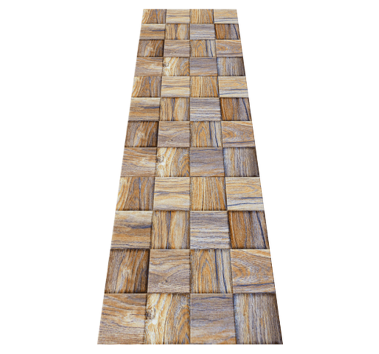 Tapis vinyle géométrique imitation mosaïque bois 80's - TenStickers