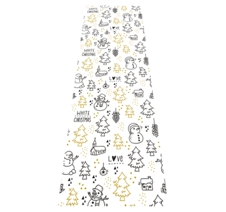 Tapis vinyle noël motif doodle noir et or - TenStickers