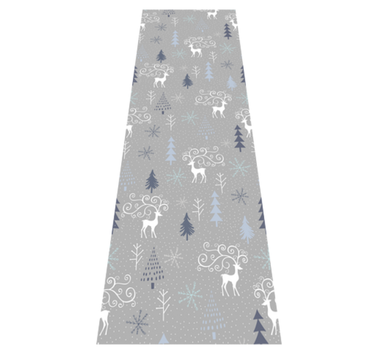 Tapis vinyle noël motif rennes et arbres blancs - TenStickers