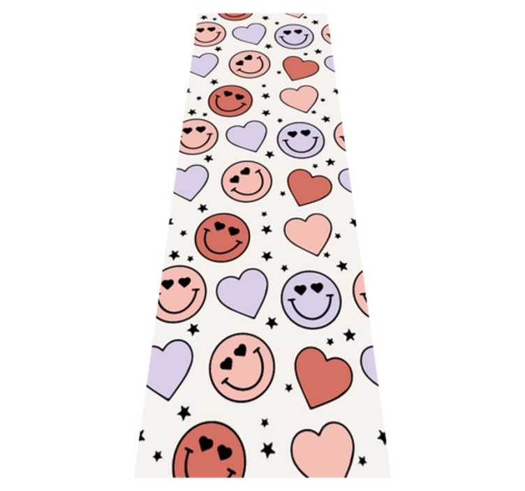 Tapis vinyle chambre visages souriants et cœurs - TenStickers