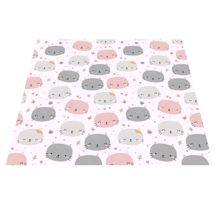 Tapis vinyle chambre adorables chatons gris et rose - TenStickers