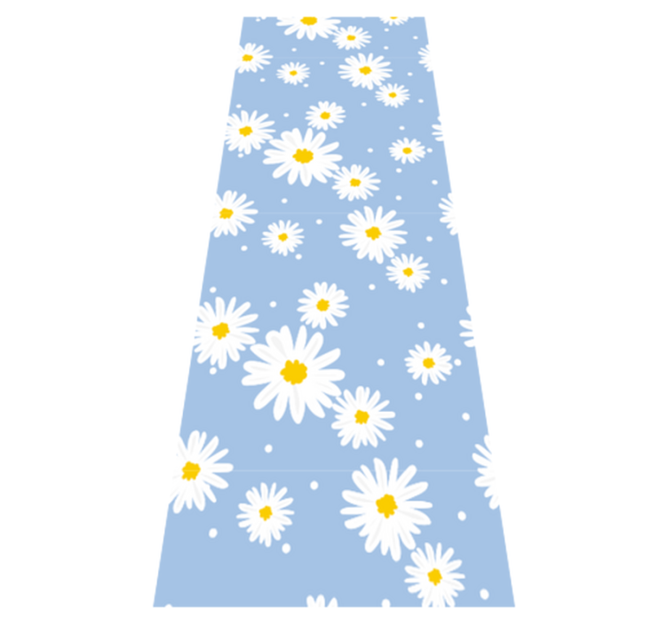 Tapis vinyle chambre fleurs blanches sur fond bleu - TenStickers