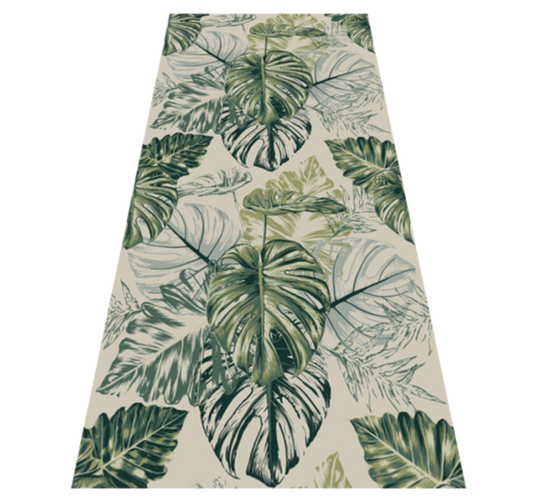 Tapis vinyle chambre formes de monstera décolorées beige - TenStickers