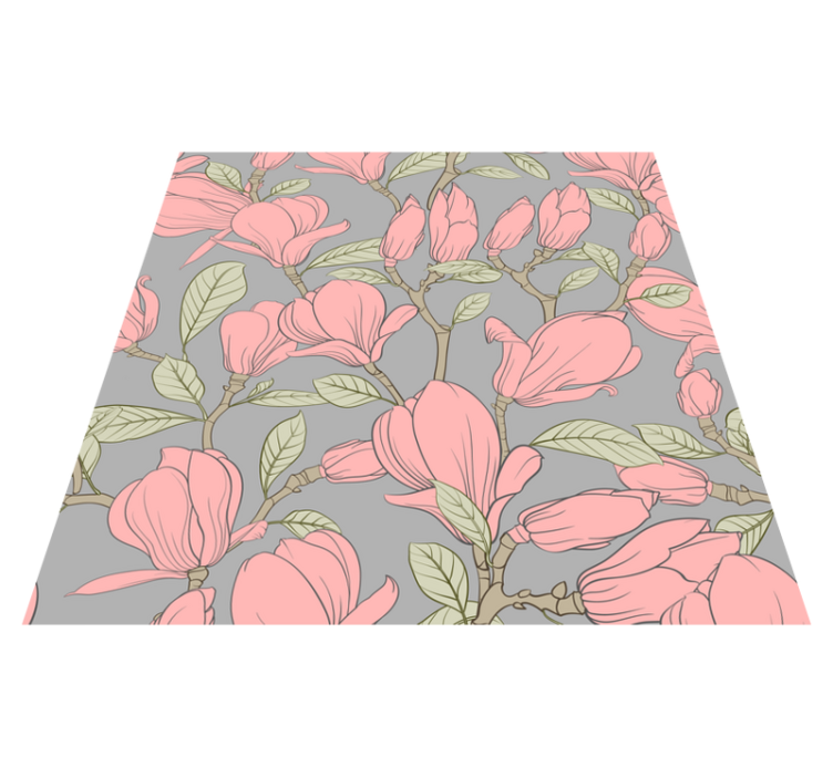 Tapis vinyle chambre fleurs et feuilles roses - TenStickers