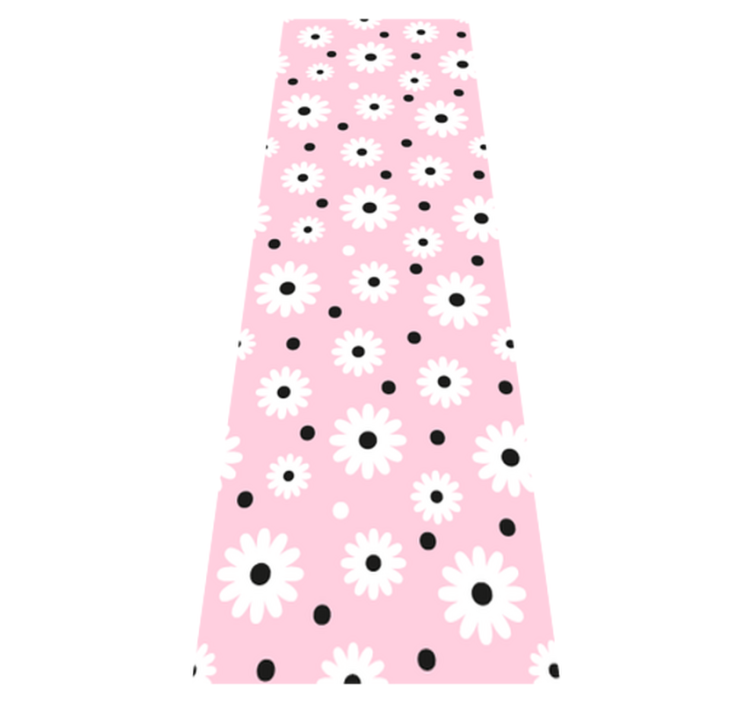 Tapis vinyle chambre motif fleurs à pois roses et noirs - TenStickers