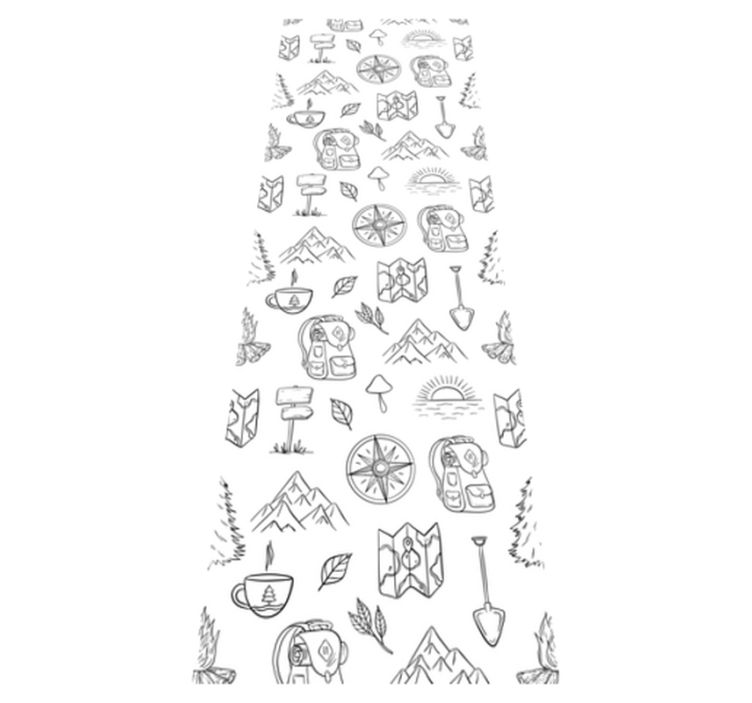 Tapis vinyle chambre boussole dessinée, montagne - TenStickers
