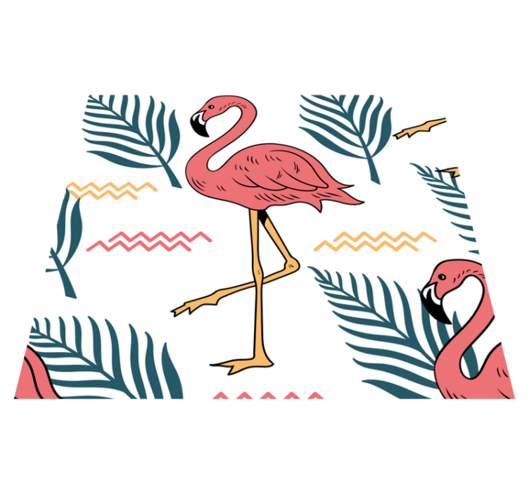 Tapis vinyle chambre feuilles tropicales et flamants - TenStickers