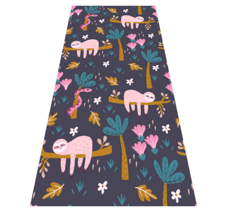 Tapis vinyle chambre paresseux et feuilles - TenStickers
