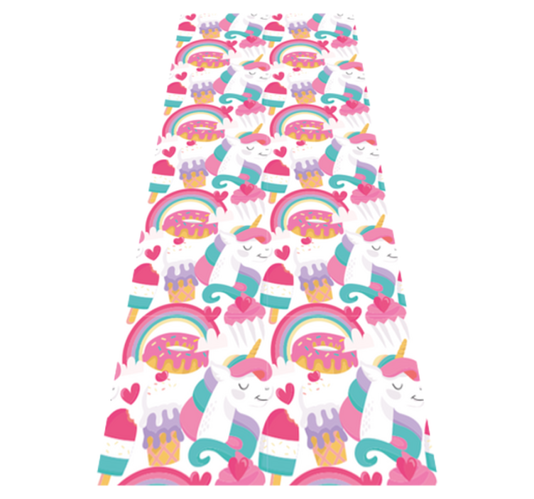Tapis vinyle chambre licornes avec un arc-en-ciel - TenStickers