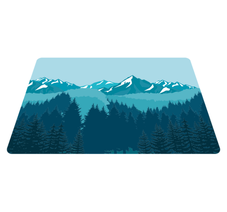 Tapis vinyle nature paysage bleu/vert complet - TenStickers