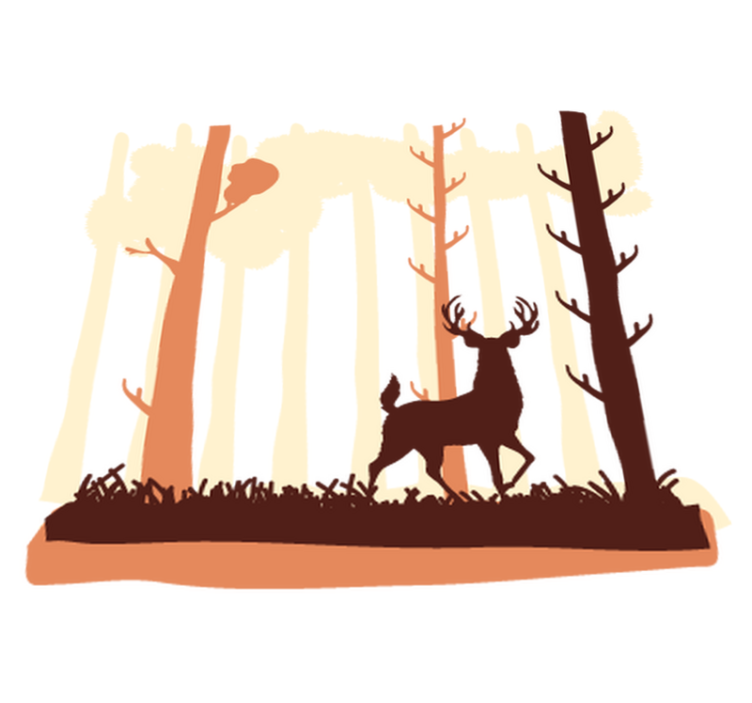 Tapis vinyle nature forêt brune et cerfs - TenStickers