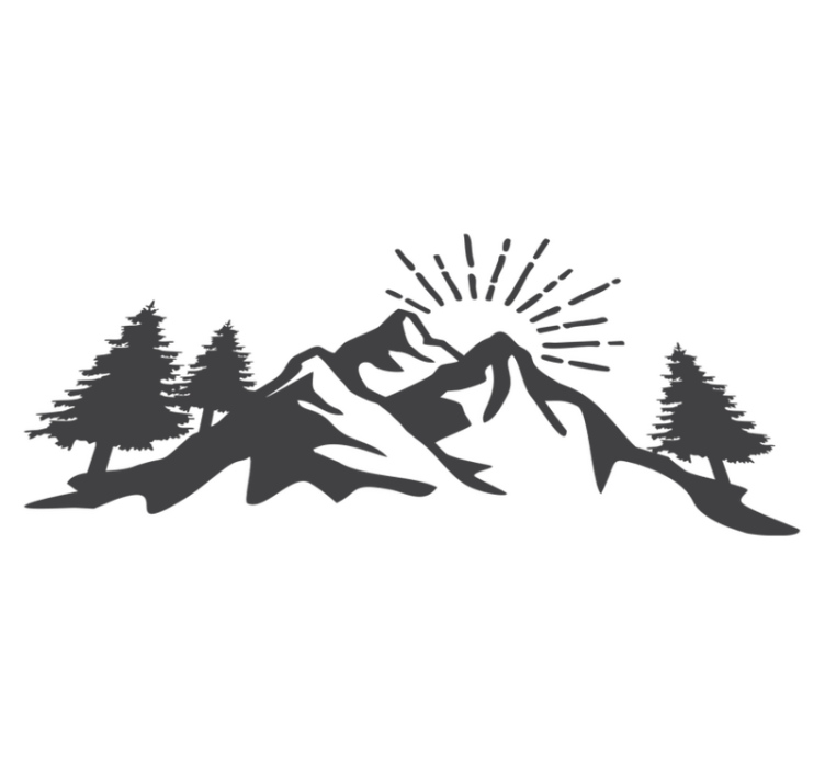 Tapis vinyle nature silhouette de montagne au soleil - TenStickers