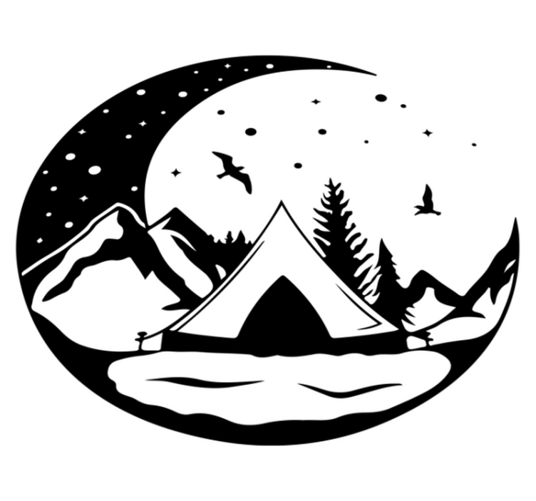 Tapis vinyle nature montagnes et lune nocturne - TenStickers