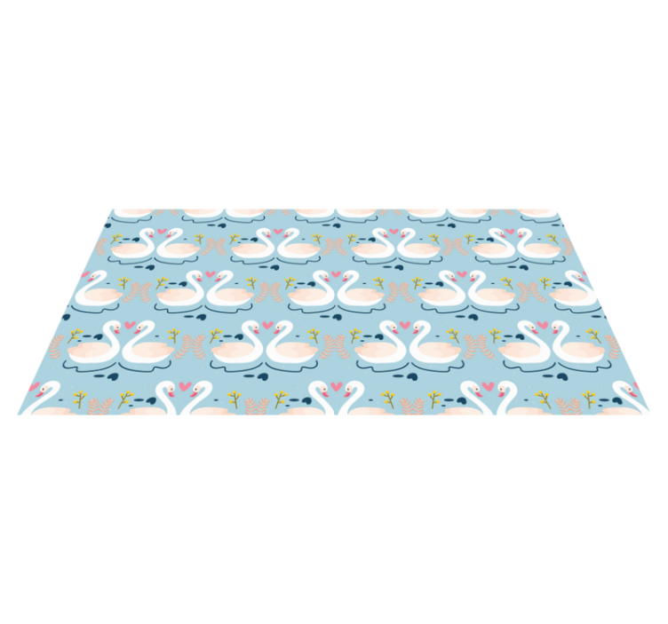 Tapis vinyle nature motif cygnes amoureux sur fond bleu - TenStickers