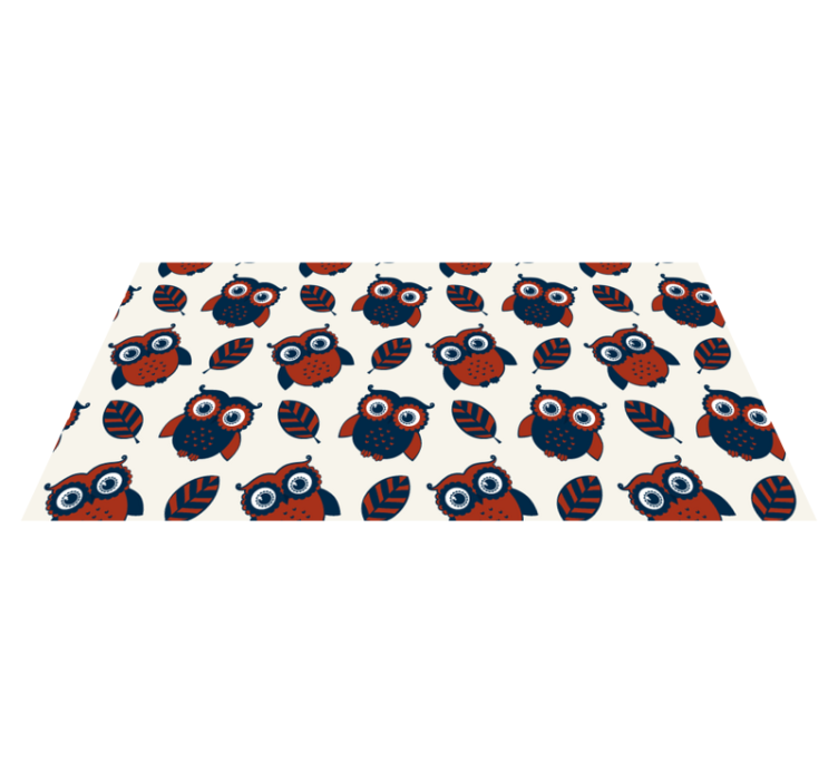 Tapis vinyle nature motif hiboux rouges et bleus - TenStickers