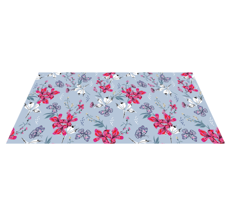 Tapis vinyle nature motif papillons floraux - TenStickers