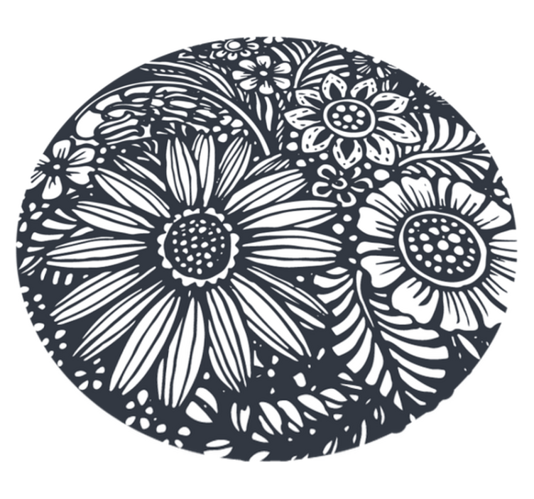 Tapis vinyle nature motif floral circulaire - TenStickers
