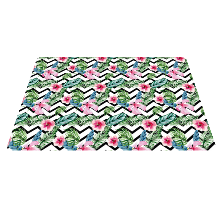 Tapis vinyle fleurs et plantes lignes tropicales zigzag - TenStickers
