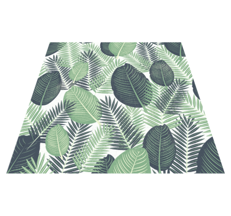 Tapis vinyle fleurs et plantes feuilles de jungle vertes - TenStickers