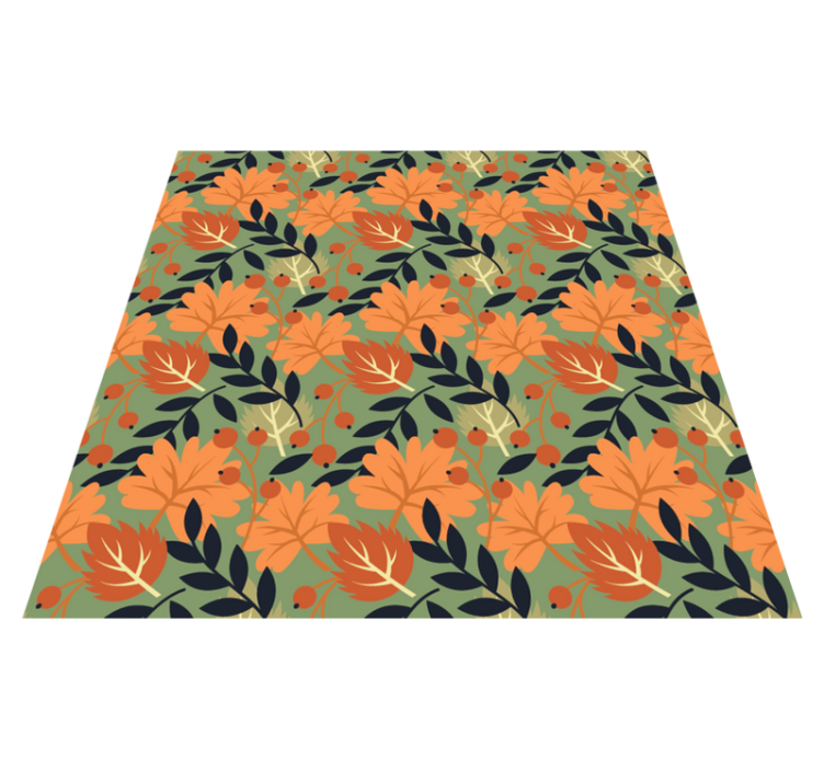 Tapis vinyle fleurs et plantes grandes feuilles automnales - TenStickers