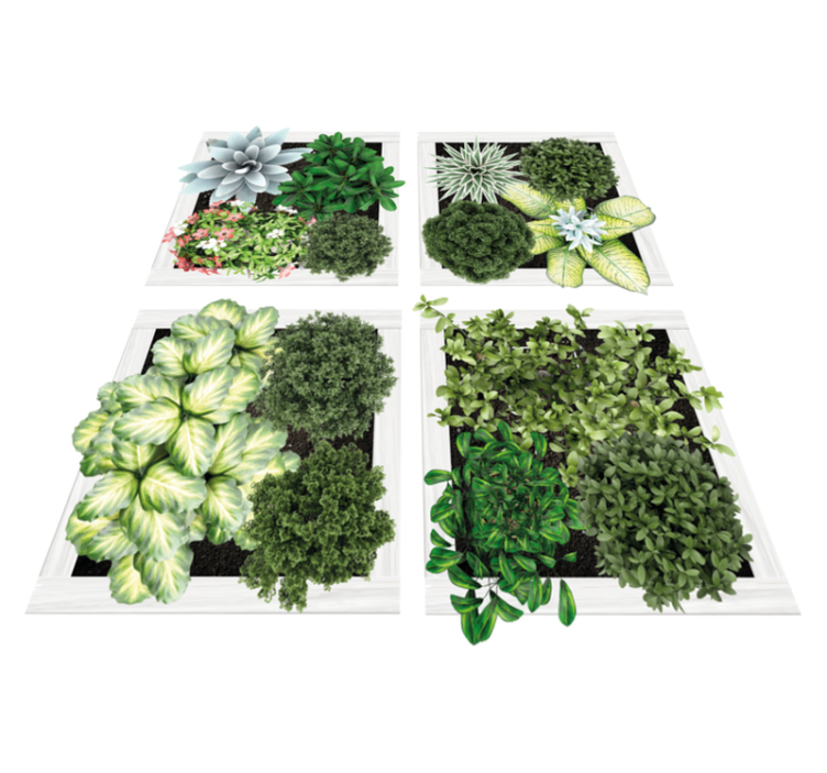 Tapis vinyle fleurs et plantes carreaux de jardin - TenStickers