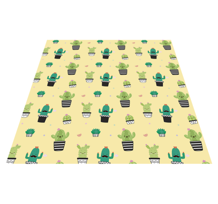 Tapis vinyle fleurs et plantes cactus motif - TenStickers