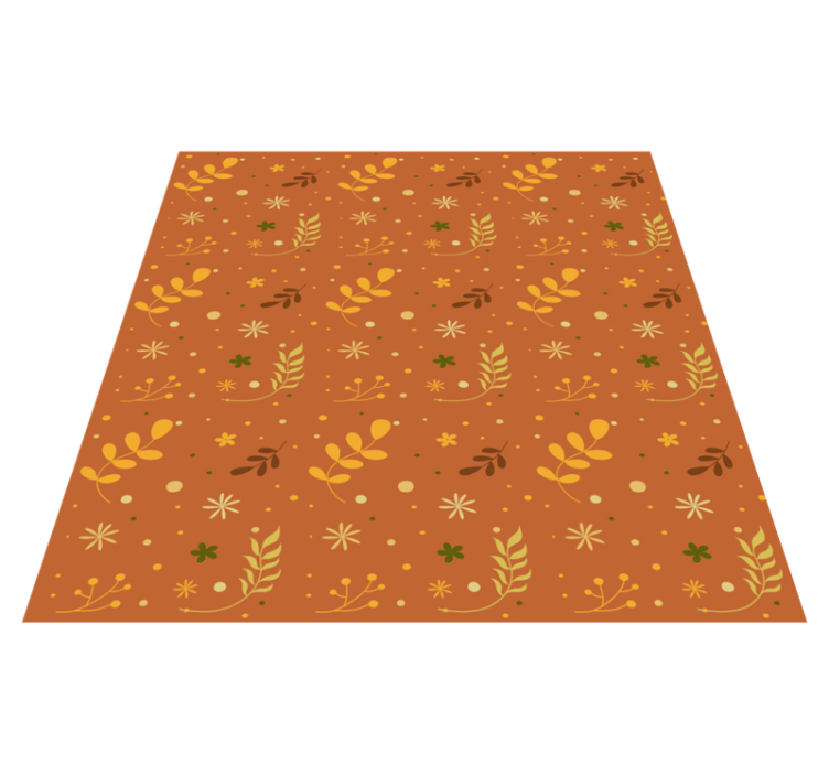 Tapis vinyle fleurs et plantes tons orange de feuilles - TenStickers