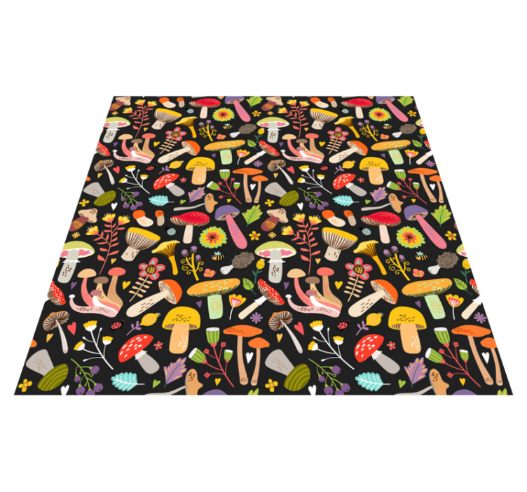 Tapis vinyle fleurs et plantes motif champignons d'automne - TenStickers