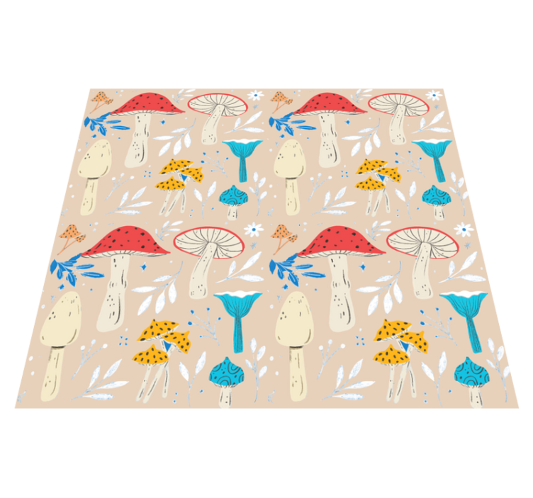 Tapis vinyle fleurs et plantes champignons classiques beige - TenStickers