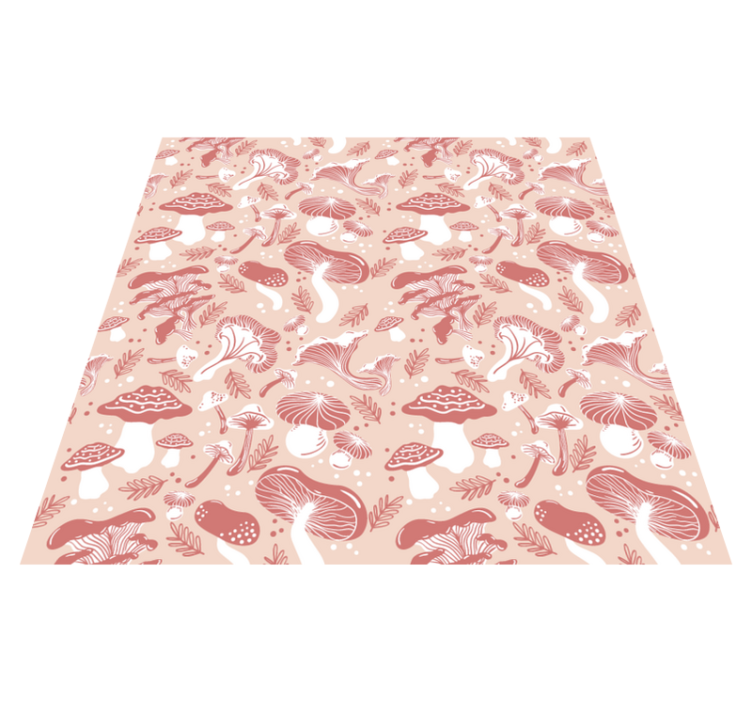 Tapis vinyle fleurs et plantes champignons forestiers beige - TenStickers
