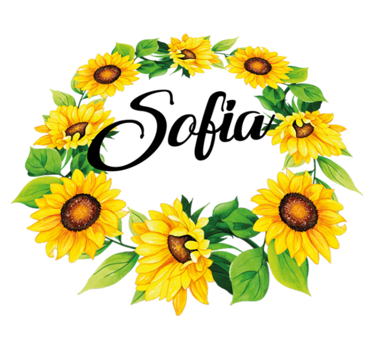 Tapis vinyle fleurs et plantes couronne d'été avec nom - TenStickers