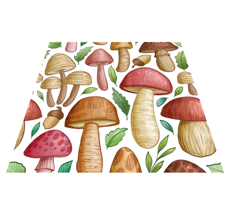 Tapis vinyle fleurs et plantes motif champignons colorés - TenStickers