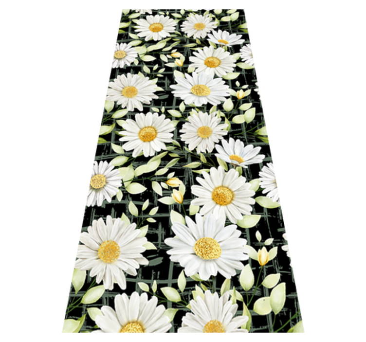 Tapis vinyle chambre fleurs réalistes sur rayures - TenStickers