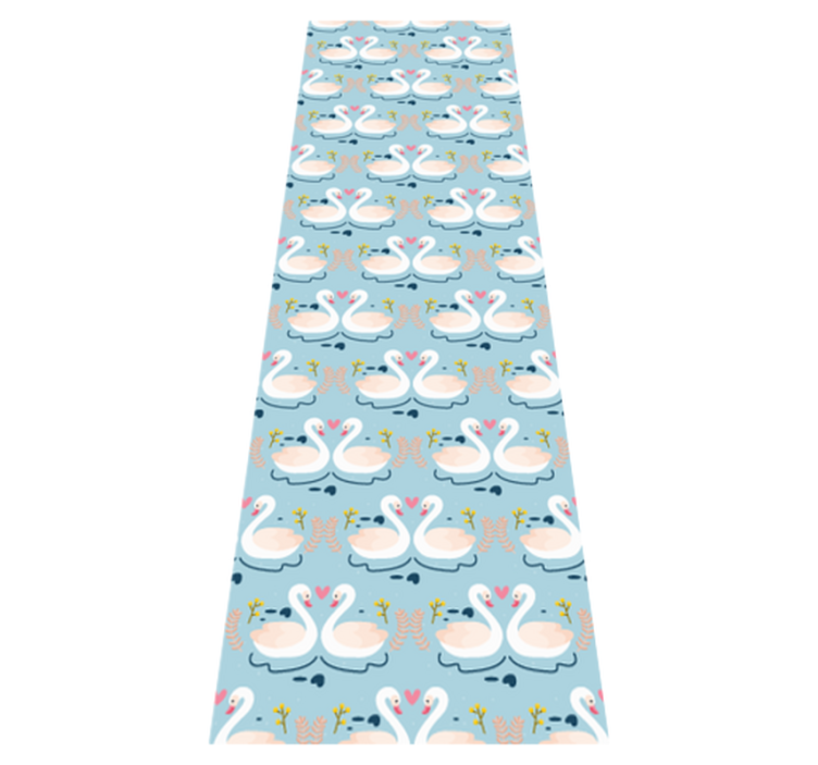 Tapis vinyle chambre motifs de cygnes amoureux bleu - TenStickers